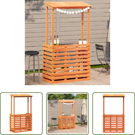 Tavolo da giardino -  Tavolo Bar da Esterno con Tetto Marrone 112,5x57x195,5 cm Legno