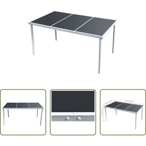 Tavolo da giardino -  Tavolo da Giardino 150x90x74 cm Nero in Acciaio