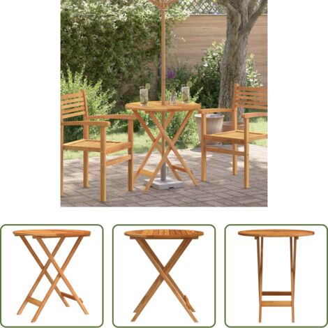 Tavolo da giardino -  Tavolo da Giardino Pieghevole Ø60x75cm Massello di Eucalipto