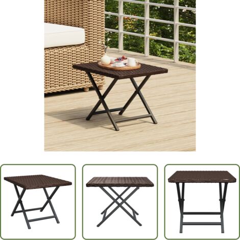 Tavolo da giardino -  Tavolo Pieghevole Marrone 45x35x32 cm in Polyrattan