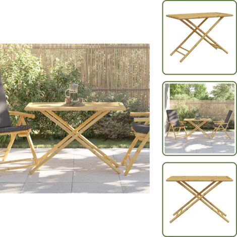 Tavolo da giardino ventilato - vidaXL Tavolo da Giardino Pieghevole 110x55x75 cm in Bambù -