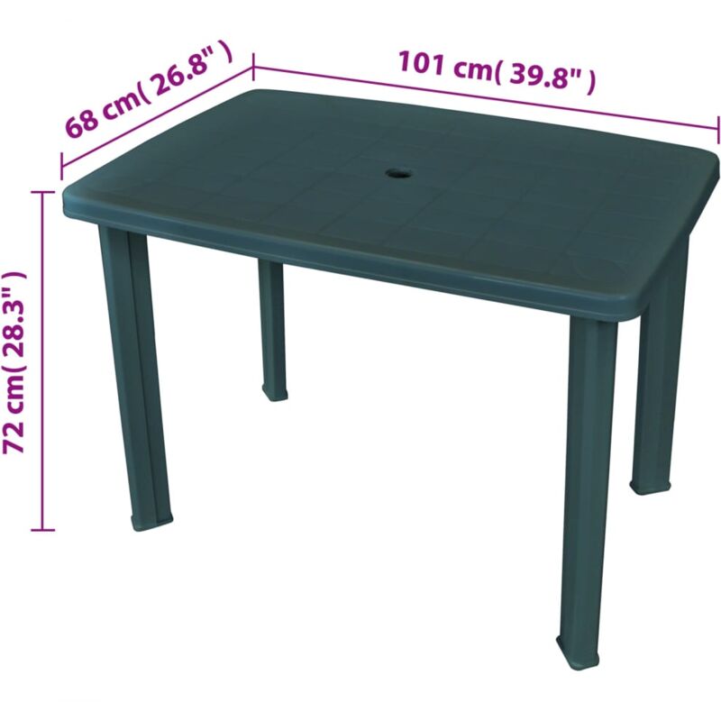 Tavolo da giardino pieghevole in plastica colore: Verde VidaXL 79 x 72 x 70 cm