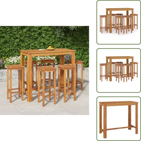 Tavolo da giardino - vidaXL Set da Bar da Giardino 7 pz in Legno Massello di Acacia - Sedie da giardino