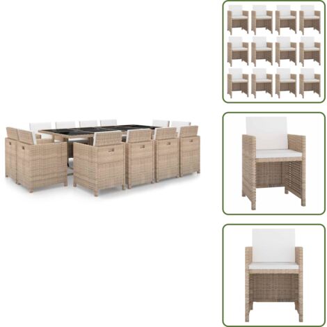 Tavolo da giardino - vidaXL Set da Pranzo da Giardino 13 pz con Cuscini in Polyrattan Beige - Cuscini da giardino
