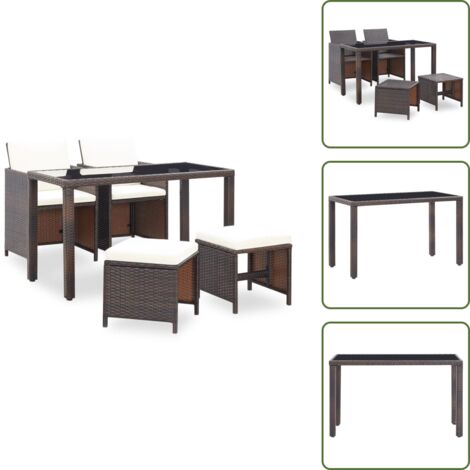 Tavolo da giardino - vidaXL Set da Pranzo da Giardino 5 pz con Cuscini Polyrattan Marrone - Sedie da giardino