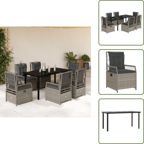 Tavolo da giardino - vidaXL Set da Pranzo da Giardino 7 pz Cuscini Polyrattan Grigio Chiaro - Arredamento da esterno