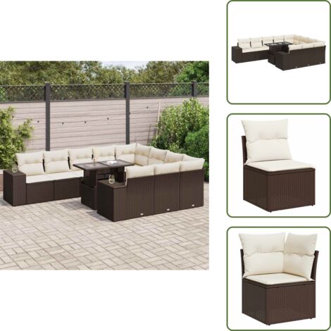 Tavolo da giardino - vidaXL Set Divani da Giardino 11 pz con Cuscini Polyrattan Marrone - Arredamento da esterno