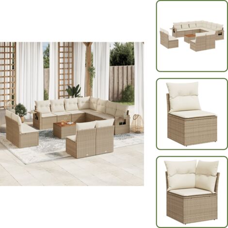 Tavolo da giardino - vidaXL Set Divani da Giardino 12 pz con Cuscini Beige in Polyrattan - Rattan PE