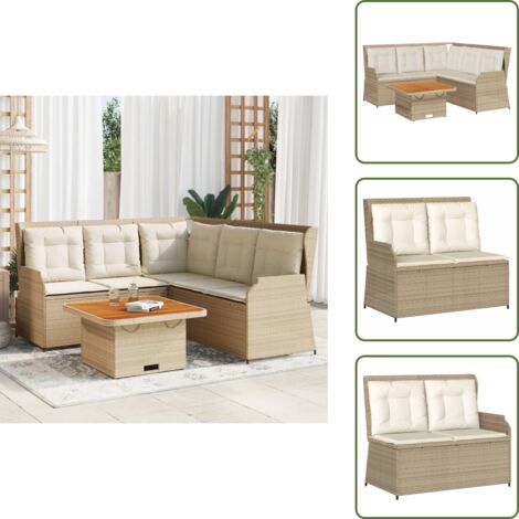 Tavolo da giardino - vidaXL Set Divani da Giardino 4 pz con Cuscini in Polyrattan Beige - Rattan PE