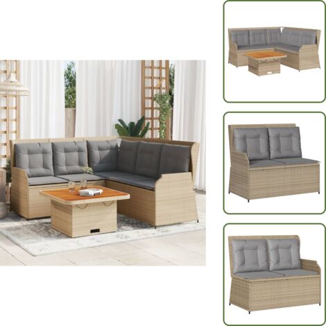 Tavolo da giardino - vidaXL Set Divani da Giardino 4 pz con Cuscini in Polyrattan Beige - Rattan PE