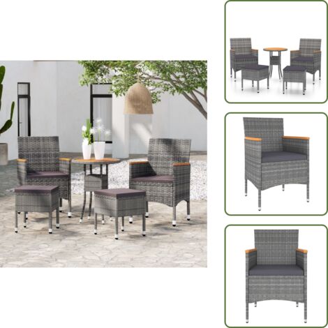Tavolo da giardino - vidaXL Set Divani da Giardino 5 pz in Polyrattan Grigio - Set da pranzo esterno