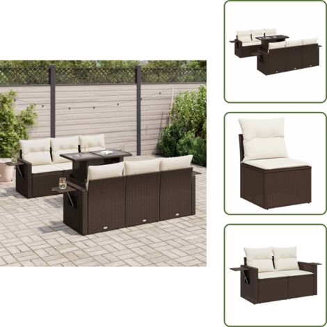 Tavolo da giardino - vidaXL Set Divani da Giardino 7 pz con Cuscini Marrone in Polyrattan - Cuscini da giardino