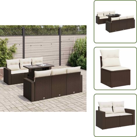 Tavolo da giardino - vidaXL Set Divani da Giardino 7 pz con Cuscini Marrone in Polyrattan - Cuscini da giardino