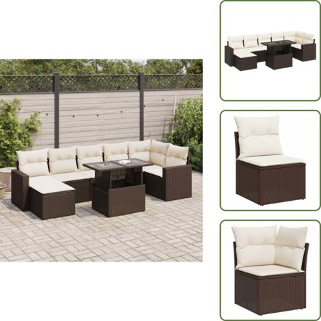 Tavolo da giardino - vidaXL Set Divani da Giardino 8 pz con Cuscini Marrone in Polyrattan - Poltrone da esterno