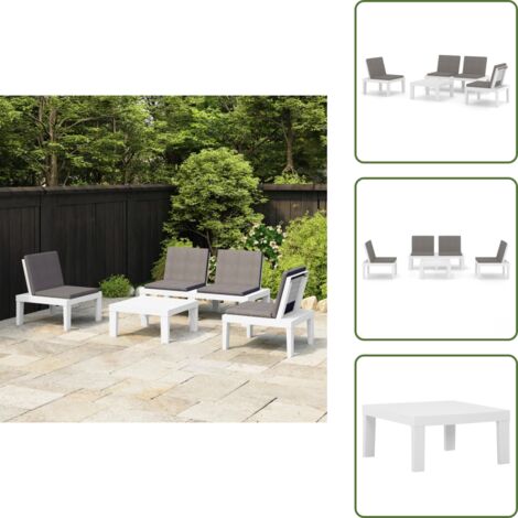 Tavolo da giardino - vidaXL Set Divani da Giardino con Cuscini 4 pz in Plastica Bianco - Panca da giardino