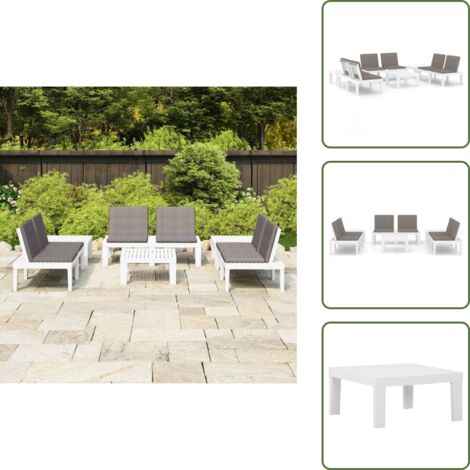 Tavolo da giardino - vidaXL Set Divani da Giardino con Cuscini 6 pz in Plastica Bianco - Panca da giardino
