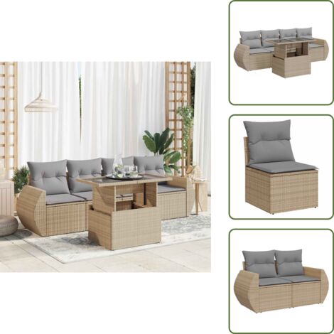 Tavolo da giardino - vidaXL Set Divano da Giardino 5 pz con Cuscini Beige in Polyrattan - Cuscini da giardino