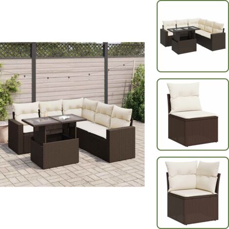 Tavolo da giardino - vidaXL Set Divano da Giardino 6 pz con Cuscini Marrone in Polyrattan - Arredamento da esterno