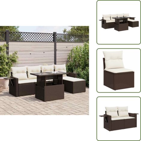 Tavolo da giardino - vidaXL Set Divano da Giardino 6 pz con Cuscini Marrone in Polyrattan - Cuscini da giardino