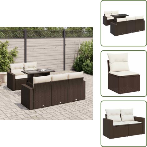 Tavolo da giardino - vidaXL Set Divano da Giardino 6 pz con Cuscini Marrone in Polyrattan - Cuscino da giardino