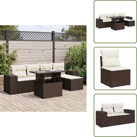 Tavolo da giardino - vidaXL Set Divano da Giardino 6 pz con Cuscini Marrone in Polyrattan - Mobili da esterno