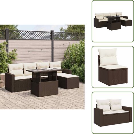 Tavolo da giardino - vidaXL Set Divano da Giardino 6 pz con Cuscini Marrone in Polyrattan - Poltrone da giardino