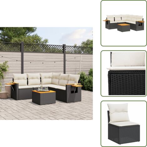 Tavolo da giardino - vidaXL Set Divano da Giardino 6 pz con Cuscini Nero in Polyrattan - Arredamento da esterno