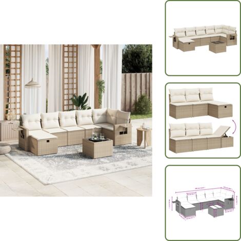 Tavolo da giardino - vidaXL Set Divano da Giardino 8 pz con Cuscini Beige in Polyrattan - Poltrona da esterno