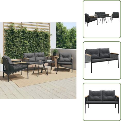 Tavolo da giardino - vidaXL Set Mobili da Balcone 5 pz con Cuscini Nero in Acciaio - Cuscini da seduta