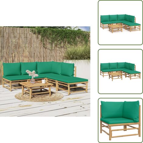 Tavolo da giardino - vidaXL Set Salotto da Giardino 6pz con Cuscini Verdi Bambù - Arredamento da esterno