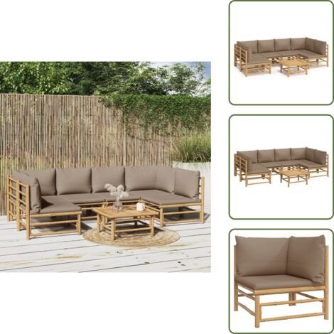 Tavolo da giardino - vidaXL Set Salotto da Giardino 7pz con Cuscini Tortora Bambù - Arredamento da esterno