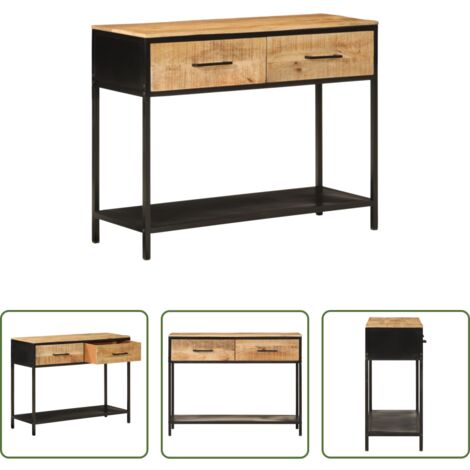 Tavolo da ingresso in legno -  Tavolo Consolle 100x35x76 cm in Legno Massello di Mango e Ferro