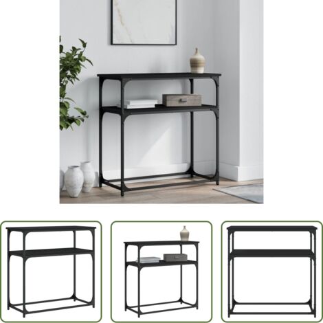 Tavolo da ingresso -  Tavolino Consolle Nero 75x35,5x75 cm in Legno Multistrato