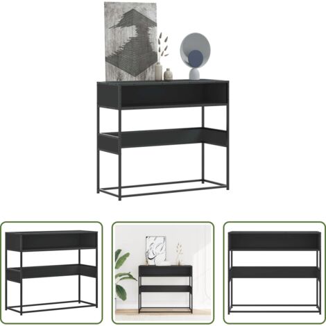 Tavolo da ingresso -  Tavolino Consolle Nero 90x35x80 cm in Legno Multistrato