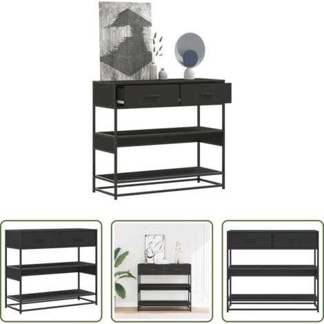Tavolo da ingresso -  Tavolino Consolle Nero 90x35x80 cm in Legno Multistrato