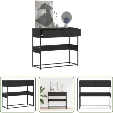 Tavolo da ingresso -  Tavolino Consolle Nero 90x35x80 cm in Legno Multistrato