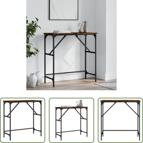 Tavolo da ingresso -  Tavolino Consolle Rovere Fumo 75x32x75 cm in Legno Multistrato