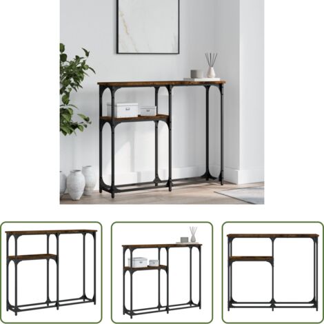 Tavolo da ingresso -  Tavolino Consolle Rovere Fumo 90x22,5x75cm in Legno Multistrato