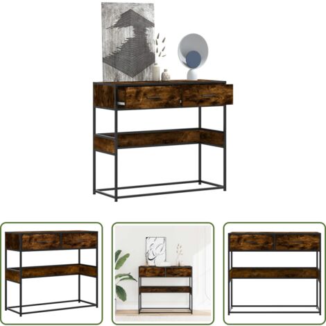 Tavolo da ingresso - Tavolino Consolle Rovere Fumo 90x35x80 cm in Legno Multistrato