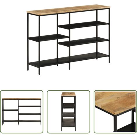 Tavolo da ingresso -  Tavolo Consolle 110x30x75cm Legno Massello Mango Grezzo e Ferro