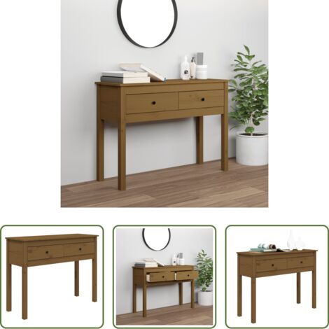 Tavolo da ingresso -  Tavolo Consolle Ambrato 100x35x75 cm in Legno Massello di Pino