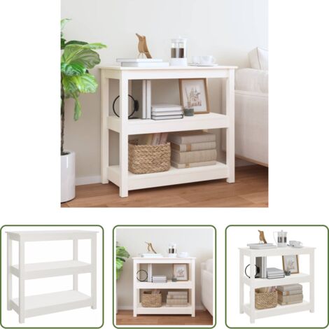 Tavolo da ingresso -  Tavolo Consolle Bianco 80x40x74 cm in Legno Massello di Pino