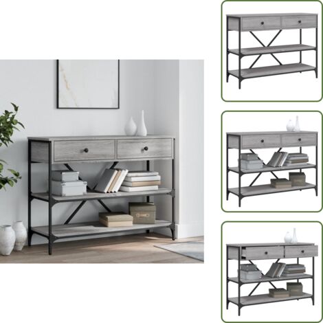 Tavolo da ingresso - vidaXL Tavolino Consolle Cassetti e Ripiani Grigio Sonoma Multistrato - Tavolo da salotto