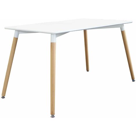 Tavolo da interno 140x80 cm in legno con piano in mdf Montpellier -  White