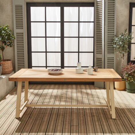 Tavolo da interno/esterno in legno e metallo, 6-8 posti