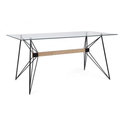 Tavolo da Interno mod. Primary cm 160x80 Struttura in Acciaio - Piano in Vetro