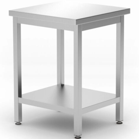 Tavolo da lavoro centrale Budget Line con ripiano 600 x 600 x 850 mm - Hendi 817094