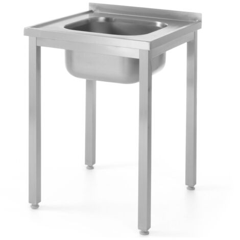 Tavolo da lavoro in acciaio con un lavello 600x600mm - Hendi 811849