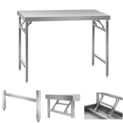 Tavolo da lavoro pieghevole in acciaio inox 120 x 60 cm fino a 120 kg Royal Catering RCAT-120K
