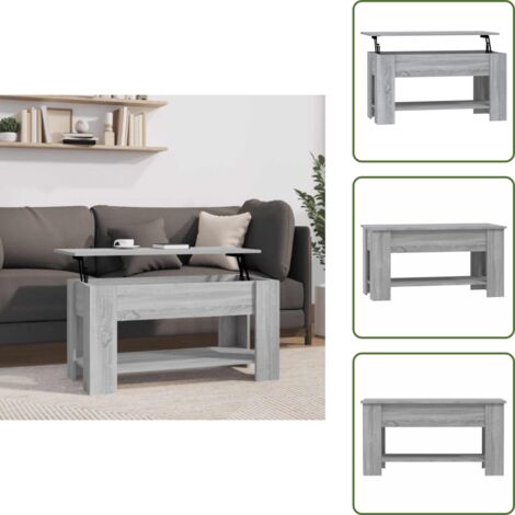 Tavolo da lavoro - vidaXL Tavolino da Salotto Grigio Sonoma 101x49x52cm Legno Multistrato - Tavolino con piano sollevabile